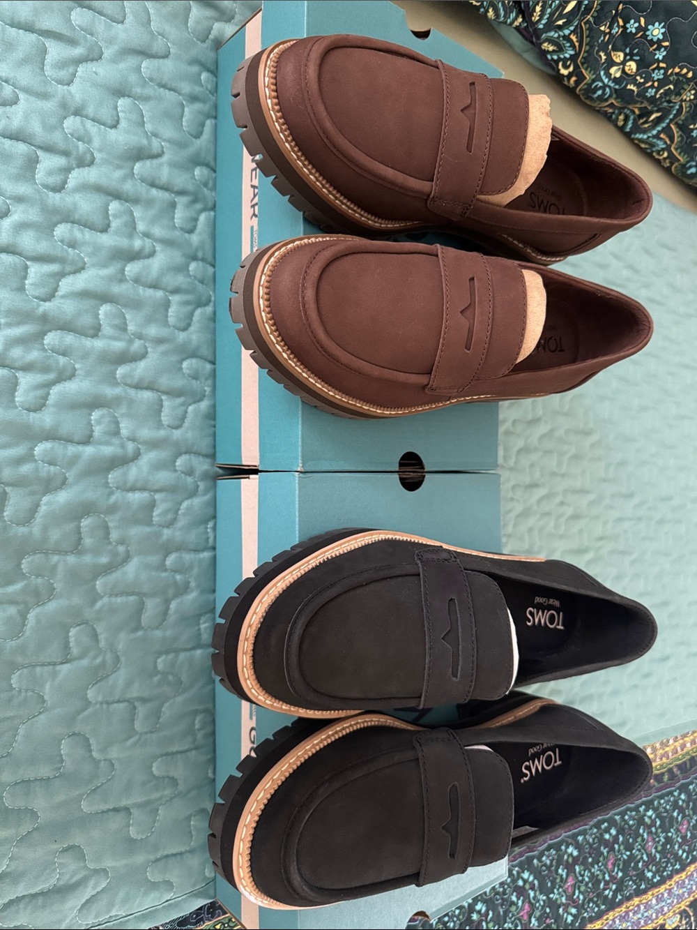TOMS Women's Penny Loafers in Brown and Black - Picture 6 of 8